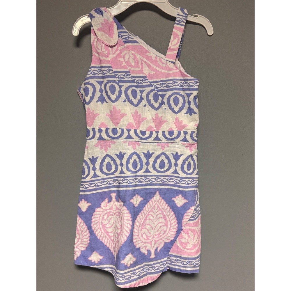Habitual Girl Pink Purple Print One Shoulder Romper Kids Size 12 NWT Boho Party